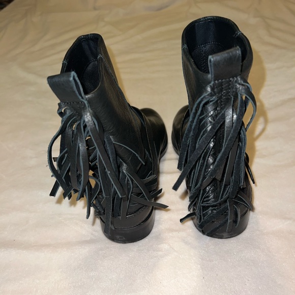 NEW black soft leather boots fringe Rebecca Minkoff Western Biker Cowgirl - Picture 3 of 7